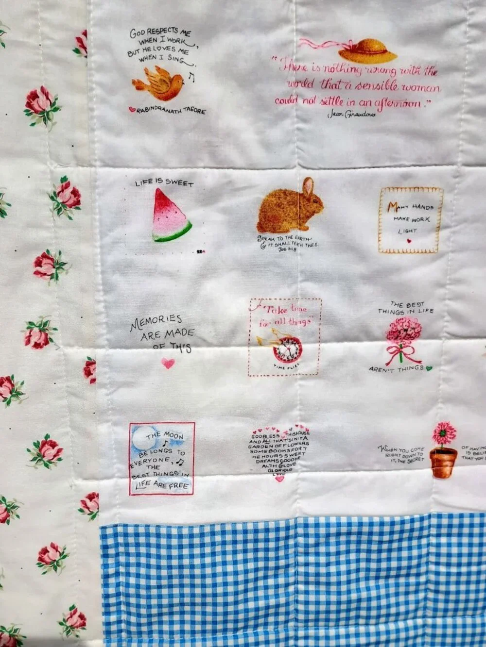 💚❤️💙BN HANDMADE COTTAGE CORE GRANNY CHIC SAMPLER QUILT